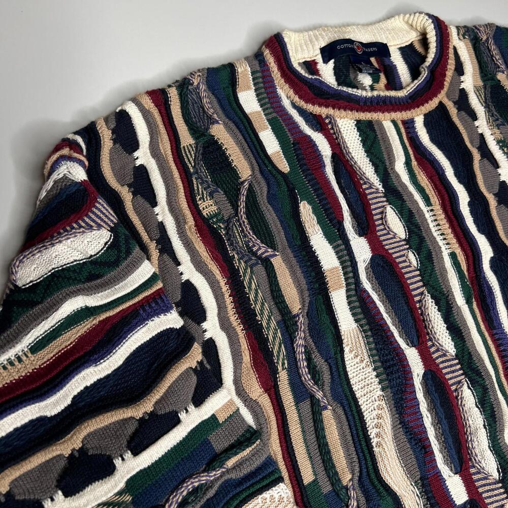 Vintage Cotton Traders Cosby Style Sweater L 100% Cotton Colorful 90s Coogi Look - Picture 10 of 11